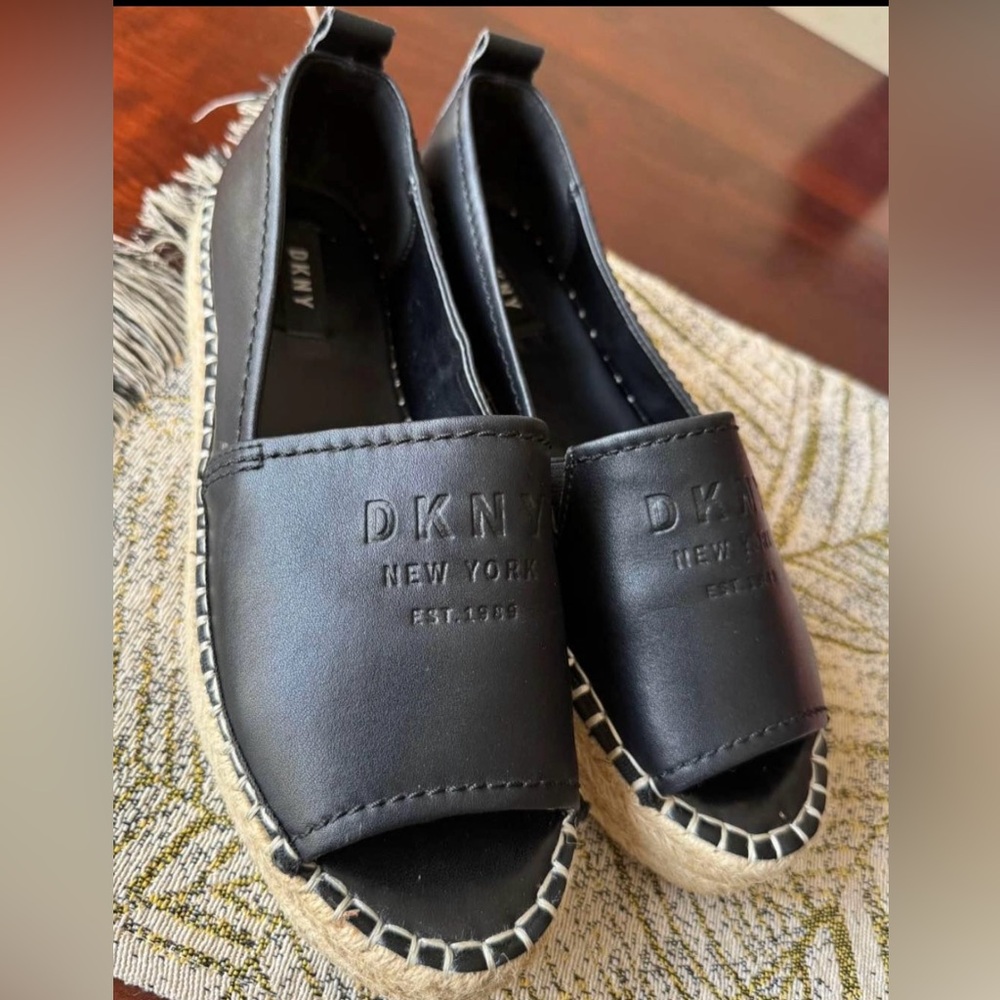 DKNY Black Open-Toe Espadrilles